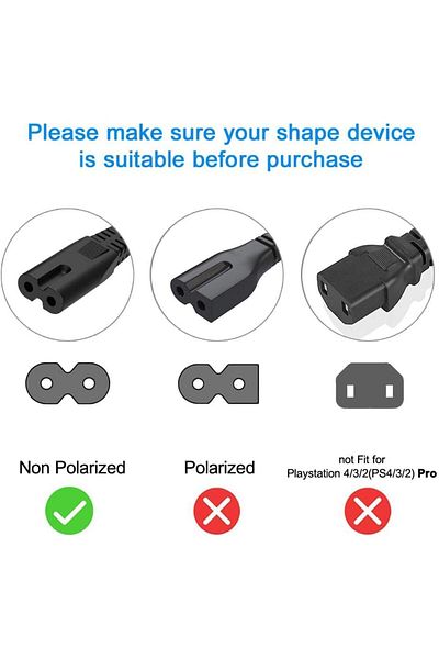 AWH Figure 8 Power Cord - 2 Pin IEC C7 UK Plug Cable for PS4, PS5, Xbox, TVs, & More (3M).