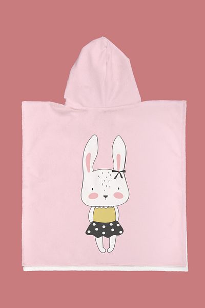 Evdek Πετσέτα παραλίας Poncho με φούστα Bunny Kids