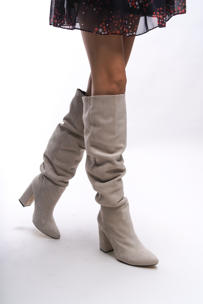 Riccon Issonesra Beige Suede Γυναικείες Μπότες - 00121001