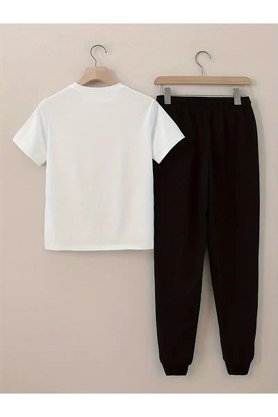DAXİS Sportwear Company Paris Printed Tracksuit Set T-Shirt Jogger Sweatpants - Bottom Top Set