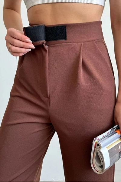 Bestenur Velcro Palazzo Παντελόνι 1353 - Bitter Brown