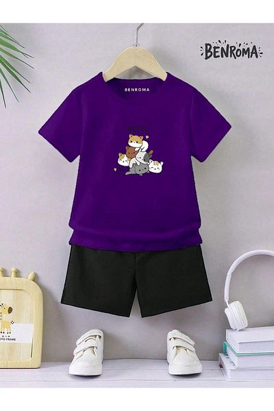 BENROMA Unisex Kids Shorts Set - Character Printed