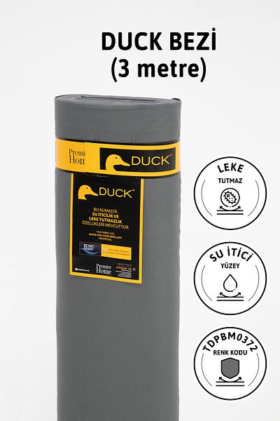FAVORA Premier Anthracite Linen Fabric - Water Repellent, 3-Meter Dück Cloth Tdpbm0372