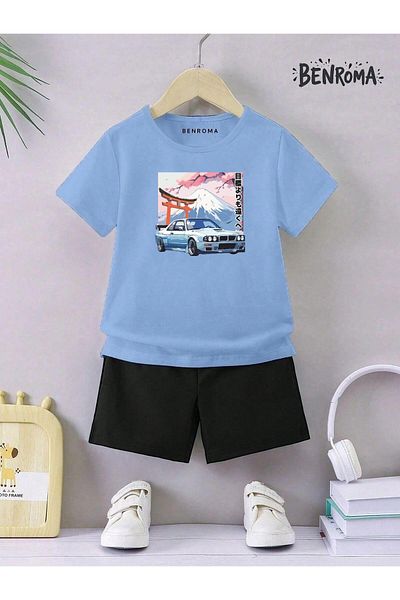 BENROMA Set pantaloni scurți unisex pentru copii - imprimat cu caractere