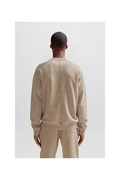 BOSS Logo detaylı pamuklu havlu rahat kesim sweatshirt