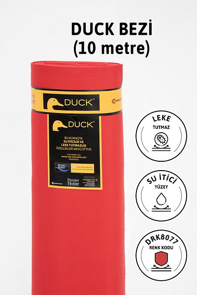 FAVORA Premier Meter Duck Linen Fabric Water Repellent Cloth 10 Meters Drk8077 - Red