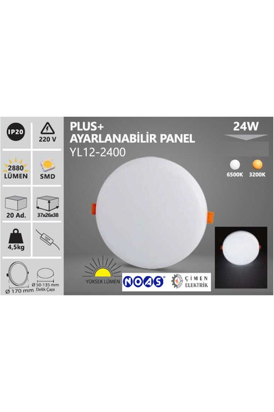 Noas YL12 2400 Sıva Altı 24W Ayarlanabilir Led Spot 6500K Beyaz