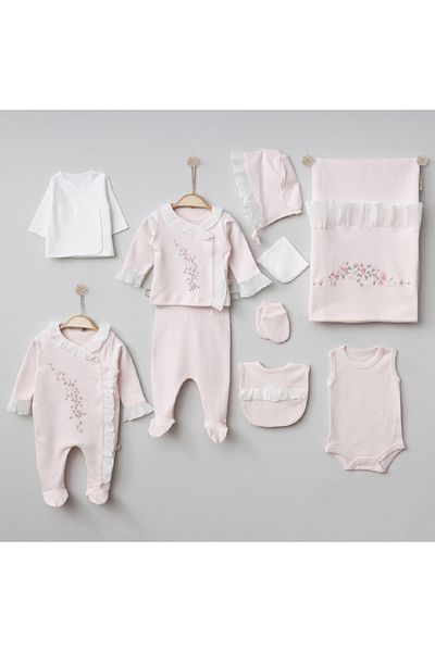 Pugi Baby Baby Girl 10-Piece Embroidered Hospital Set