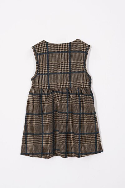 zepkids Balıkçı Yaka Badili Şapka Aksesuarlı Hardal Renk Kız Çocuk Üçlü Takım Elbise