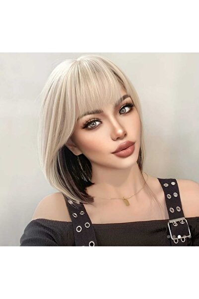 gigigiyim Kısa Düz Perçemli Bob Peruk