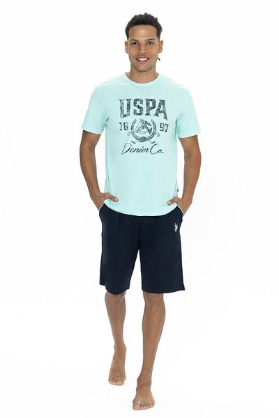 U.S. Polo Assn. ΒΑΣΗ. Ανδρικό σετ Polo 100% βαμβακερό, μπλουζάκι με στάμπα και σορτς τσέπης