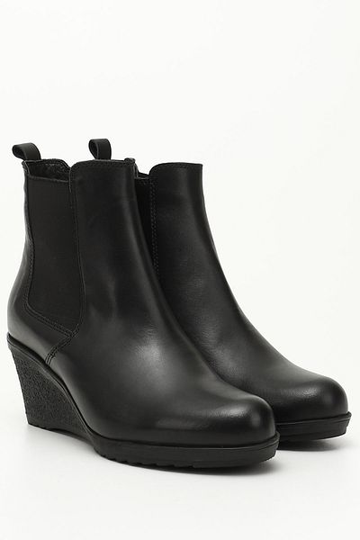 GÖNDERİ(R) Women/Girls Black Zippered Wedge Heeled Genuine Leather Chelsea Boots