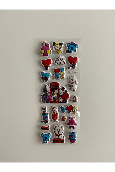 Mielibon Σετ με 5 αυτοκόλλητα με μοτίβο χαρακτήρων BT21 - 99 ανάγλυφα αυτοκόλλητα