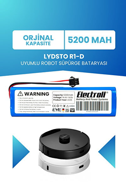 ELECTROLL Lydsto R1-d Uyumlu Batarya (ORJİNAL KAPASİTE) 5200mah Pil Robot Süp...