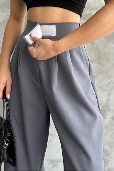 Bestenur Velcro Palazzo Παντελόνι 1353 - Γκρι