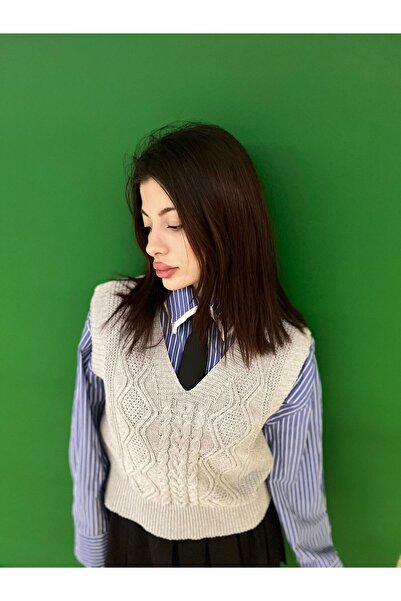 moda mh В'язаний светр з V-подібним коміром, доступний в розмірах S-M-L.