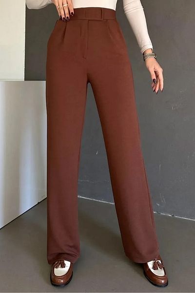 Bestenur Palazzo Brown Παντελόνι 1353 - Σχέδιο Velcro