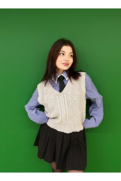 moda mh В'язаний светр з V-подібним коміром, доступний в розмірах S-M-L.