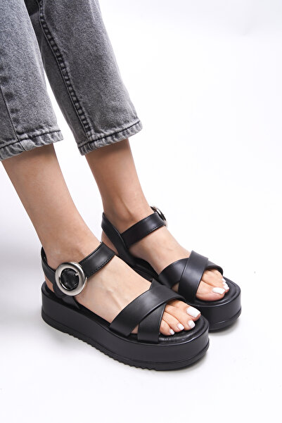 Riccon صندل نسائي أسود من كلارترانا - 001274   نموذج