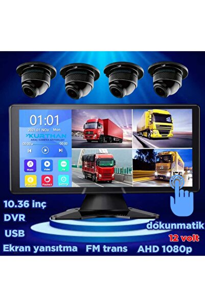 Twogo DVR DOKUNMATİK EKRAN  VİDEO MÜZİK  4 AD 1080P AHD 150'' ULTRA MİNİ KAMERA SETİ 12 V