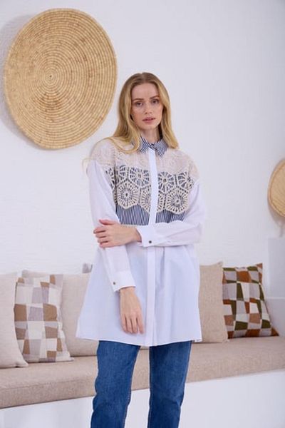 Moodbasic Cămașă cu dungi cu broderie