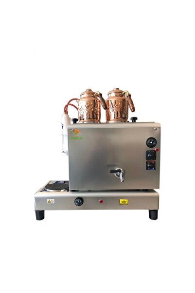 SAFİR 2 Demlikli Krom İnoks Tam Otomatik Tüplü Çay Kazanı Çay Ocağı Çay Semav...