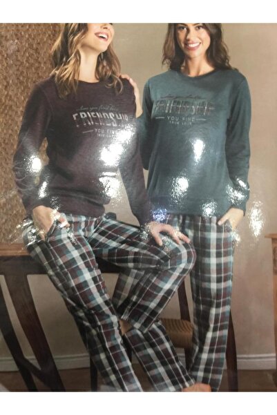 Over Sleep by Poleren Yeşil Ekose pijama takımı