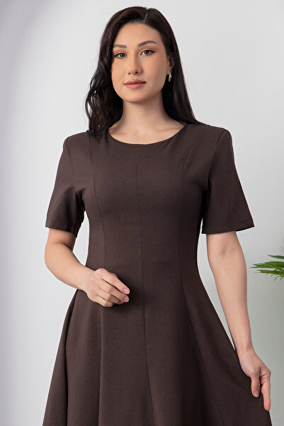 PULLIMM Oval Neckline Piece Short Sleeve Dress Ny4515