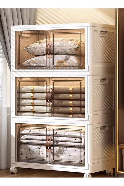 Concept Home 3 Layers Multi-layer Foldable Plastic Storage Drawer,Plastic Organizing Cupboard, 44.5x30x77 cm,