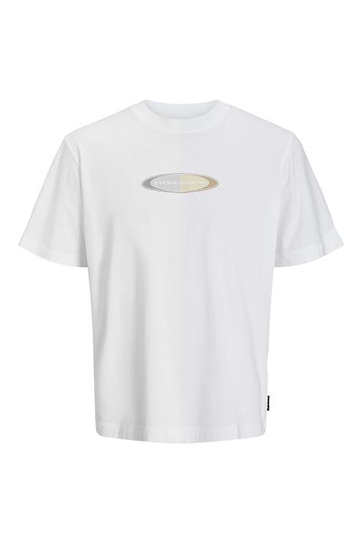 Jack & Jones Men's White Plus Size T-Shirt - Jack Jones Jcopacer Branding, Printed Ss Cre Pls