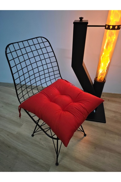 DURU HOME COLLECTİON Lina Pofidik Bez Sandalye Minderi Özel Dikişli Bağcıklı 40x40 cm