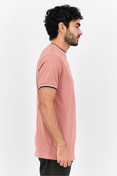 Crosshatch Men Crew Neck Short Sleeve Brand Logo T Shirt, Brick Red
