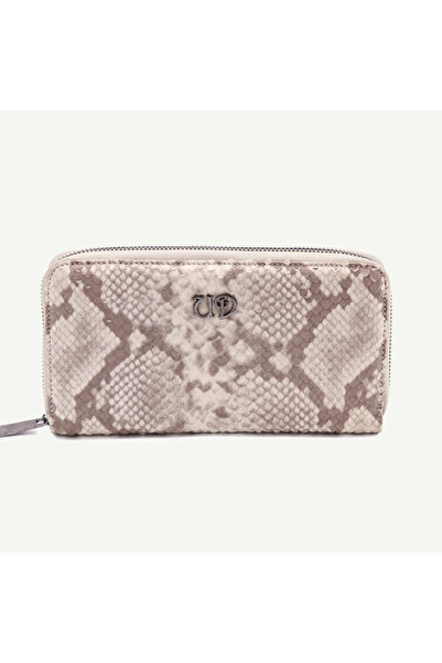 Uderra Leather محفظة نسائية من الجلد الطبيعي باللون البيج بنمط الثعبان من Ude...