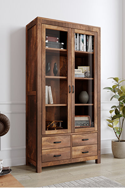 KIYMIK HOME 3017 Kitaplık Size Özel Üretim - Gerçek Ağaç - Ceviz