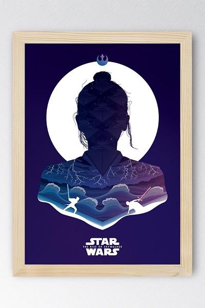 Saturn Star Wars Framed Painting - Space Wars Fim Poster Painting
