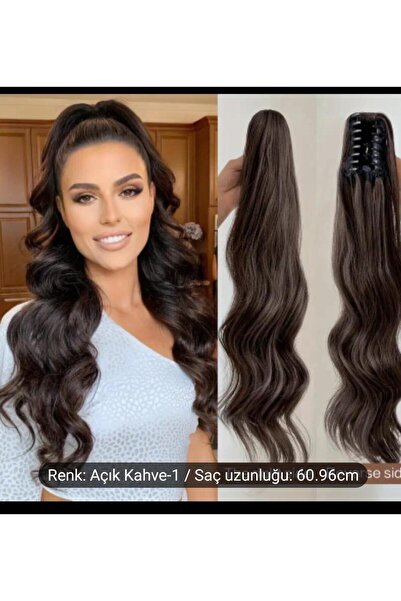 Handmade SU dalgalı 24 inçlik Kıvırcık Klipsli Saç uzantısı, Pençe at kuyruğu...