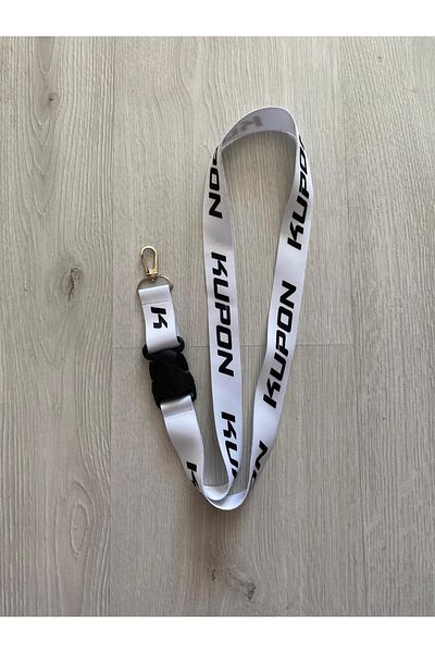 OTOMOR AKSESUAR White Strap Coupon Lanyard