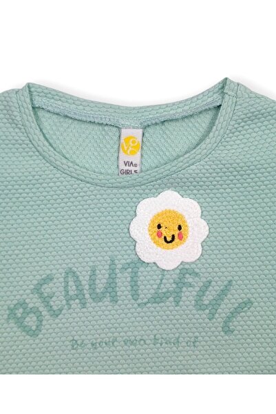 Via Girls Боди с бродирани флорални мотиви и кръгло деколте и ръкав „прилеп“ за момиче - 3-6 години | Дрехи