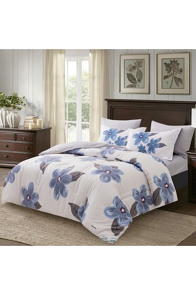 Donetella Lightweight Printed Bedding Comforter Set, 4 Pcs Single Size Fits 170x230 Cms