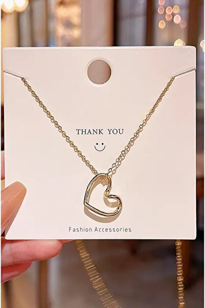 AAcc. Paslanmaz Çelik Zincirli Yamuk Kalp Model Ince Zincirli Kolye