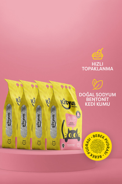 Kityus 4lü Avantaj Paketi -Kityus Bebek Pudrası Kokulu Kedi Kumu 4x5 Lt