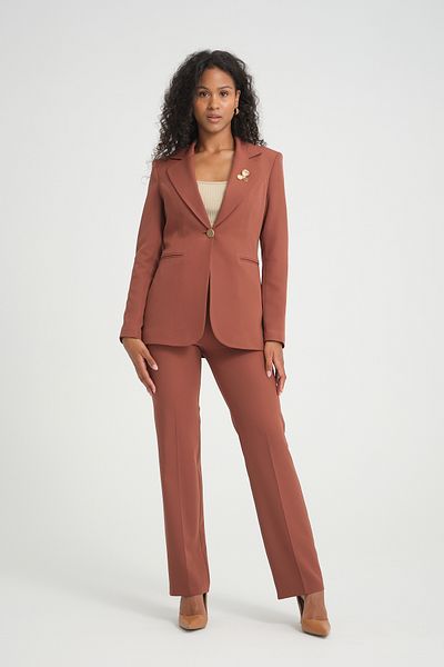 nodilife Atlas Suit with Gold Buttoned Brooch Detail - Brown