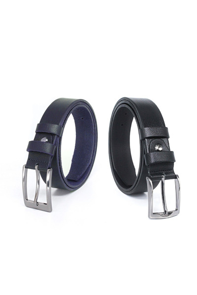 Livize 3,5 cm Negru - Bleumarin 2 bucăți 100% piele de bivol centură clasică pentru bărbați