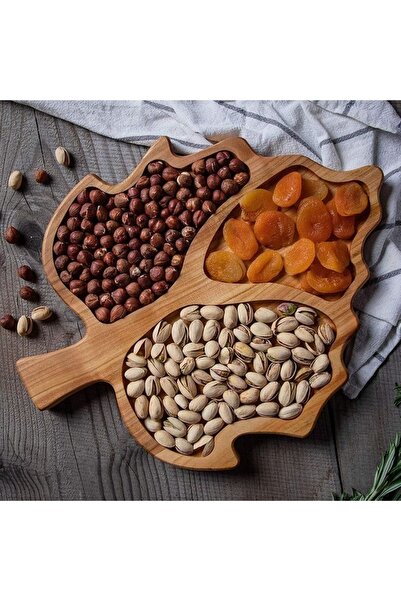 Gizemli Home Çınar Yaprağı Model Ahşap Çerezlik