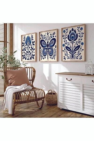 dekorodam Ahşap Çerçeveli 3 Lü Soyut Tablo Home Ev Salon Oturma Odası Yatak O...