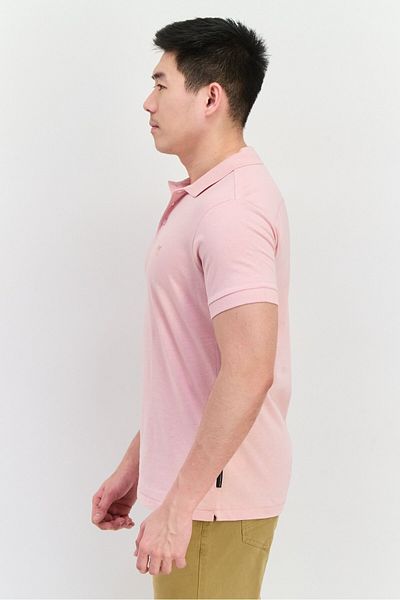 French Connection Men Regular Fit Short Sleeves Brand Logo Polo Shirt, Pink