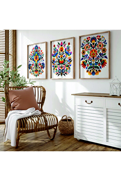 dekorodam Ahşap Çerçeveli 3 Lü Soyut Tablo Home Ev Salon Oturma Odası Yatak O...