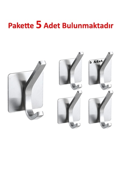 ardini Kendinden Yapışkanlı Askılık Krom 04 Pakette 5 Adet
