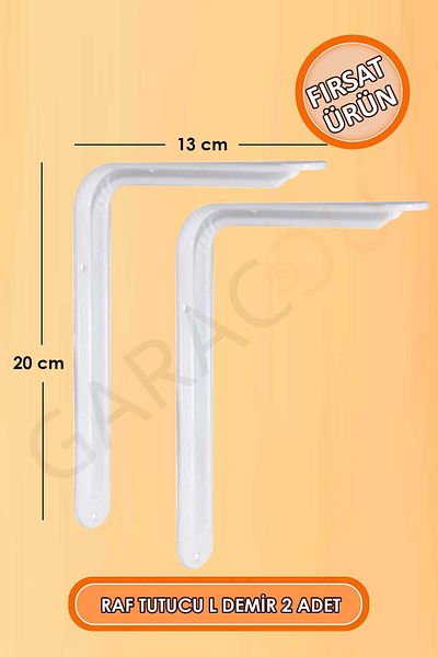 garaccu Suport pentru picioare de fier alb sub raft L fier 13x20cm Suport de perete pentru picioare de fier 2 buc