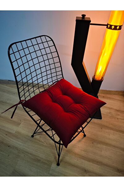 DURU HOME COLLECTİON Lina Pofidik Bez Sandalye Minderi Özel Dikişli Bağcıklı 40x40 cm